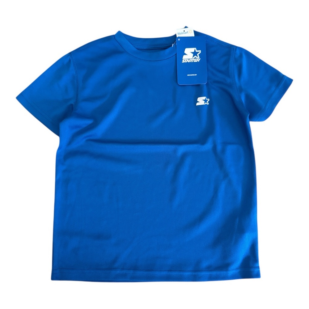 Starter Boys Active T-Shirt Size 4 & 8 Blue‎ Short Sleeve Performance Tee NWT